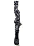 Polka Dot Letter Print 2 Piece Set Woman Tracksuit Trend Sexy Hooded Jacket+Pants Skinny Stretch Matching Streetwear