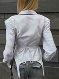 Elegant Striped Women Shirts Lapel Collar Long Sleeve Fit Shirt for Office Work Business Meeting Wear Fashion New