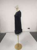 Solid Spliced Sequines Slimming Dresses for Women O Neck Long Sleeve Temperament Dress Female Fashion New
