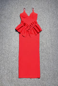 Valentine's Day Women Sleeveless V-Neck Ruffles Bodycon Long Bandage Dress Celebrate Evening Party Birthday Cocktail Dress