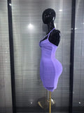 Black Purple Women Sexy V-Neck Sleeveless Bodycon Mini Bandage Dress Nightclub Party Celebrate Cocktail Homecoming Clothing