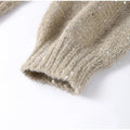Women's Chic Sequin Knitted Cardigan Solid Stand Neck Double Zipper Sweater Oversized Knitwear Winter Female Elegant Cardigans