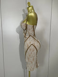 Women's Party Dress Original Design Camisole Lace Backless Evening Party Birthday Gowns Night Club Show Wear Vestido