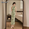 Olive Girl Green Romantic Qipao for Garden Wedding 2026 Fairycore Photoshoot Everyday Wear S-XXL XS-3XL Plus Size Romantic Garden Party Editorial Not Costume Qipao Cheongsam Chinese Dress Chinese Heritage Fashion Women