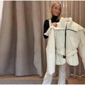 Ski Parkas Coat Jacket Women Zipper Belts Thicken 2025 Winter Skiing Cotton Lapel Snow Female Skiwear Outdoor Street Outwear Top
