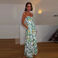 Print Women Dress Strapless Camisole Dress High Waisted Floral Dress Slimming Design Fashion Wear Daily Style