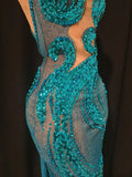 High-Slit Sparkly Sequins Diamonds Dress Birthday Dress Women Sexy Performance Costume Singer Stage Nightclub Outfit