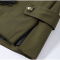 Women Woven Patchwork Napoleon Jacket Shoulder Pad Long Sleeve Hook Closure Street Blazer 2026 Spring Chic Casual Edgy Crop Coat