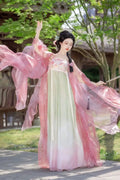 Olive Girl Red Embroidered Hanfu Dress for Ren Faire 2026 Garden Wedding Fairycore Photoshoot S-XL XS-3XL Plus Size Embroidered Flowing Sleeve Dramatic Silhouette Romantic Editorial Not Costume Chinese Heritage Fashion Women