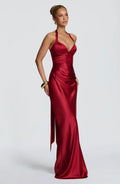Elegant Satin Corset Long Dresses Luxury Women's Halter Backless Maxi Dress Evening Wedding Guest Party Prom Gown Brown Red 2026
