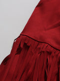 Elegant Luxury Dinners Red Maxi Dress for Women Sleeveless Cape Design Full Fringe Skirt for Fashion Parties Events