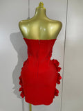 Elegant Cute Pearl Beaded Flower Sexy Strapless Bodycon Mini Bandage Dress Celebrate Eveing Party Birthday Cocktail Wedding Wear