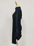 Navyblue Irregular Bodycon Dresses for Women Stand Collar Flare Sleeve High Waist Sexy Party Mini Dress Female New