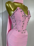 Women Evening Party Prom Luxury Birthday Wedding Guest Dresses Sexy Shiny Crystals Beading Strapless Bodycon Long Bandage Dress