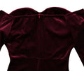 Padded Velvet High Slit Off Shoulder Evening Party Long Dress Women Long Sleeve Bodycon Vestidos Lady Ruched Clothing