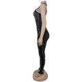 Shiny Luxury Diamonds Sleeveless Bodycon Long Jumpsuits Women Sheer Mesh Sexy Festival Party Evening Wedding Overalls