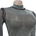Luxury Sexy Sparkling Rhinestone Decor Top and High Waist Skinny Skirt 2pcs Set Birthday Evening Party Dress Skirt Suit