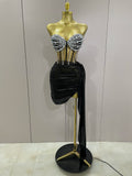 Sexy Shining Rhinestone Sequin 2 Pieces Top Skirt Set Women Celebrity Evening Party Stage Nightclub Performance Costume