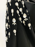 Black Slim Women Long Suit Blazer For Wedding Luxury Crystal Diamond Vestidos Formal Office Lady Custom Made Prom Party Gown