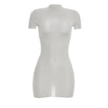 Wild See Through Dress Women Hottie Fashion Short Sleeve Stretch Skinny Coquette Midnight Street Party Club Bodycon