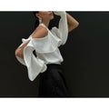 Solid Spliced Button Loose Shirts for Women Lapel Long Sleeve Temperament Minimalist Shirts Female Fashion