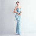 Women Strap Party Maxi Dress Sexy V Neck Evening Dress Celebrity Purple Sequin Dress Long Prom Formal Occasion  Dress