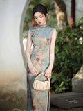 Improved Chinese Dress Sexy Sleeveless Qipao Evening Party Dress Vestidos Women Summer Jacquard Vintage Slim Cheongsam Gown