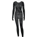 Sexy See Through Jumpsuit Women Coquette o-Neck Full Sleeve Stretch Hipster Skinny Fit 2026 Spring Clubwear Overalls