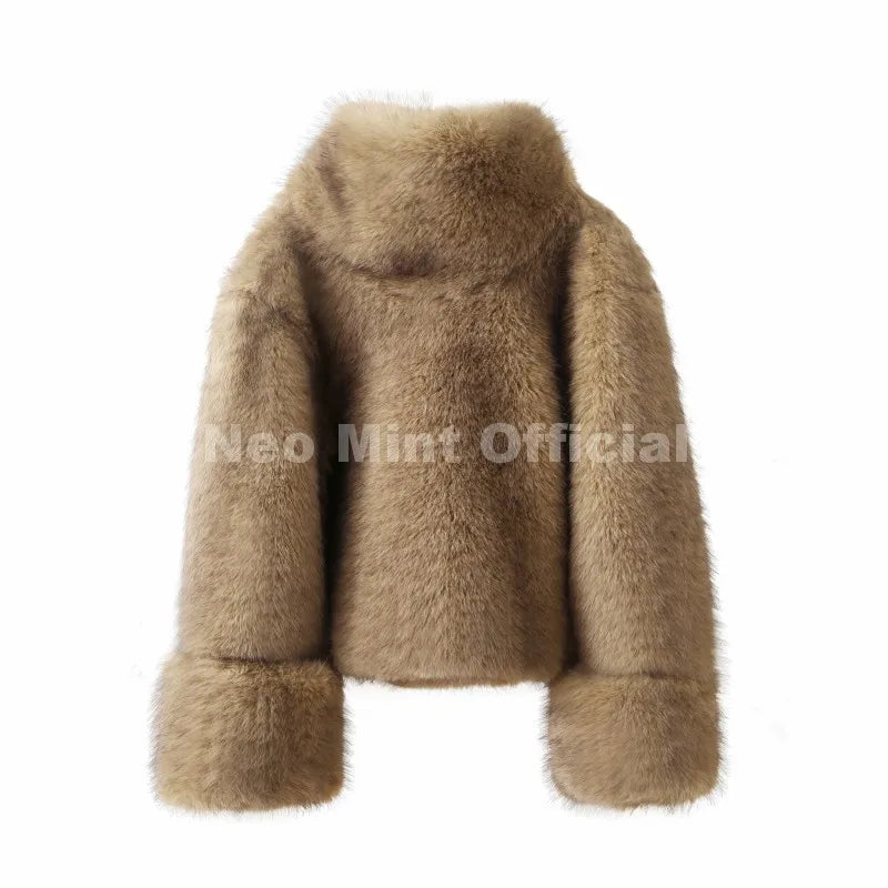 New Blogger Fashion 2026 Autumn Winter Faux Fur Pullovers Women Faux Fox Fur Jacket Coat Chic Street Girls Thick Jumper