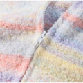 Women Rainbow Stripe Hooded Knit Cardigan Zip Front Drop Shoulder Side Pocket Loose Jacket Multicolor Textured Casual Daily Wear