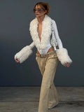 Patchwork Plush Bodysuit Women Deep v-Neck Full Sleeve Skinny High Elasticity Sexy Hottie Midnight Autumn Streetwear