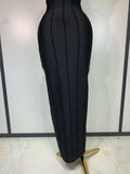 Women Luxury Design Halter Beading Bandage Dress Curve Bodycon Ankle Length Evening Party Birthday Cocktail Prom Dresses