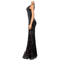 Elegant Diamond Sheer Mesh High Split Floor Length Long Dress Women Chic Prom Vestidos Sexy Backless Party Club Dresses