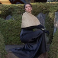 Women Gold Sparkle Capelet Top Elegant Shiny Tweed Shoulder Wrap Turtleneck Short Cloak 2026 Spring Lady Evening Party Outfit