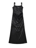 Sexy White Satin Maxi Dresses for Women Square Collar Sleeveless Tunic Fishtail Classic Dinner Dress Female Fashion