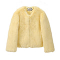 Cool Street Girls Winter Fashion Fluffy Fox Fur Jacket Women Casual Round Neck Faux Fur Coat Chic Thick Warm Outerwear