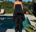 Solid Loose Temperament Dresses for Women Strapless Sleeveless Patchwork Folds Elegant Dress Female Clothing New