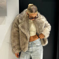 Chic Street Girls Gradient Faux Fur Jacket Women Winter 2026 Fashion Fluffy Fox Fur Coat Female Luxury Outerwear