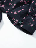 Floral Puff Sleeves Maxi Dresses Women's Slim Waist-cinching Hip-wrap V-neck Dress 2026 New Ladies Summer Vacation Outwear