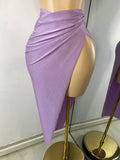 Sparkly Rhinestone Diamonds High Split Two Pieces Women Sexy Outfit Night Club Skirt Suits Dancer Singer Performance Costume