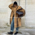 Luxury Runway Fashion Striped Long Faux Fur Coat Women Winter Fluffy Furry Eco Fox Fur Jacket Girls Overcoat Outerwear