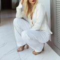 Solid Loose Temperament Blouse for Women Lapel Long Sleeves Patchwork Lace Up Elegant Top Female Fashion Clothing
