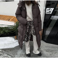 Warm Stand Neck Cotton Long Coats Women Elegant Single Breasted Zipper Belt Lace Up Outwear Female Winter Chic High Streetwear