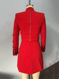 Two Piece Sets for Women Stand Collar Long Sleeve Spliced Diamonds Top High Wiast Mini Skirt Elegant Outfit Female