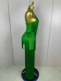 Elegant Sexy Backless Green Tassel Bodycon Long Bandage Dress Women Celebrity Evening Club Luxury Birthday Party Stage Outfit