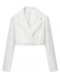 Two Piece Set for Women Strapless Spliced Fish Bone Vest with Lapel Long Sleeve Short Coat Hot Girl Suit Female New