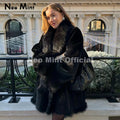 Vintage Fashion Fur Trim Collar Faux Mink Fur Coat Women Winter Luxury Warm Shearling Jacket Classic Overcoat Outerwear