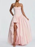 Solid Hotsweet Party Dress for Women Halter Neck Sleeveless Tunic Backless Slit Luxurious Puff Dresses Female New