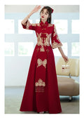 Summer Plus Size Red Toast Dress Bride Cheongsam Dress Chinese Style Wedding Engagement Toast Qipao Dress for Women