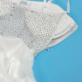 Sexy Rhinestone Bodycon Ruched Puff Suspenders Dresses Women Sheer Mesh Birthday Party Night Clubwear Summer Dresses Robes